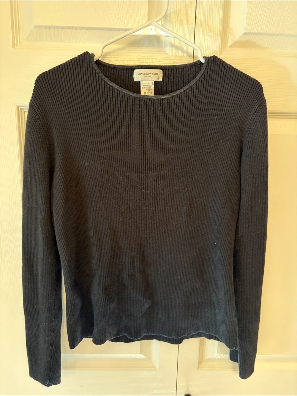 Jones New York Black Ribbed Crewneck Sweater